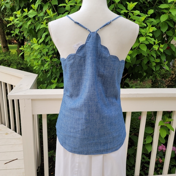 🆕️ J. Crew Chambray Blue Scalloped Cami - Picture 4 of 5